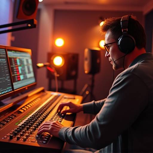 Un ingénieur du son travaillant sur une table de mixage audio